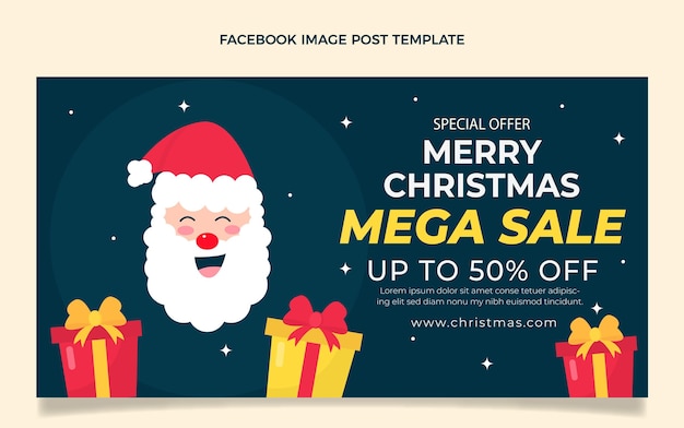 Vector gratuito plantilla de publicación de redes sociales de navidad plana dibujada a mano