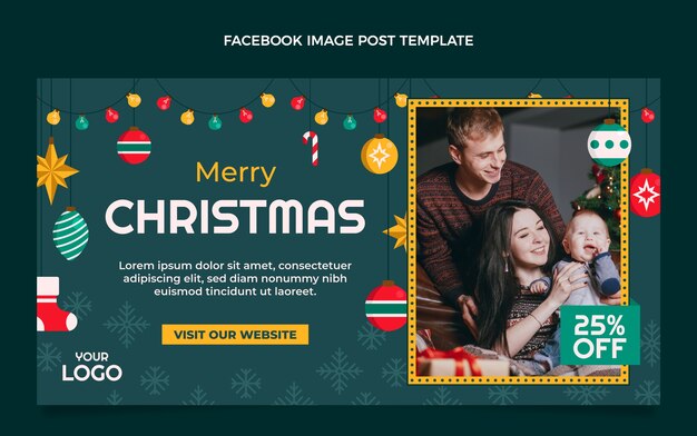 Plantilla de publicación de redes sociales de navidad plana