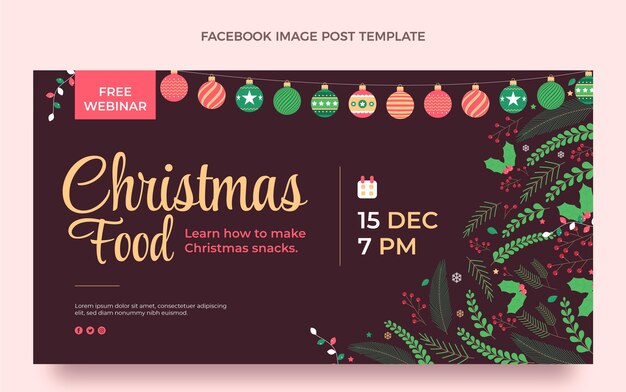 Plantilla de publicación de redes sociales de navidad plana