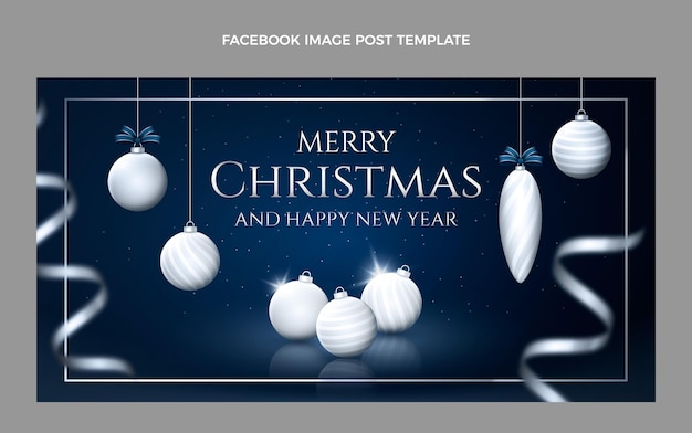 Vector gratuito plantilla de publicación de redes sociales de navidad realista