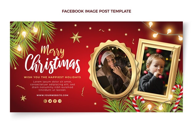 Plantilla de publicación de redes sociales de navidad realista