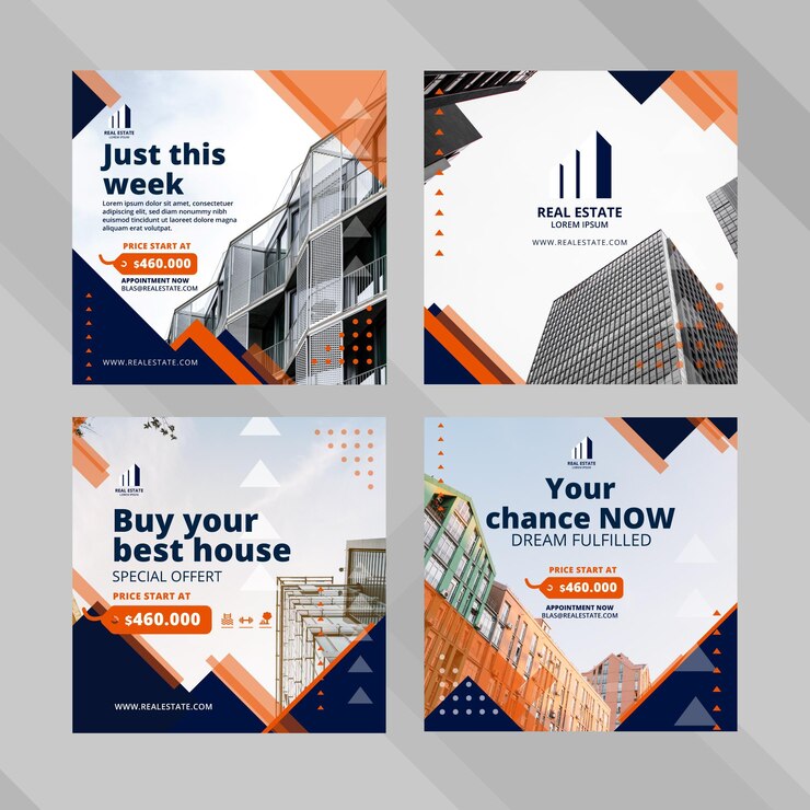 Vector gratuito plantilla de publicación de redes sociales de negocios inmobiliarios