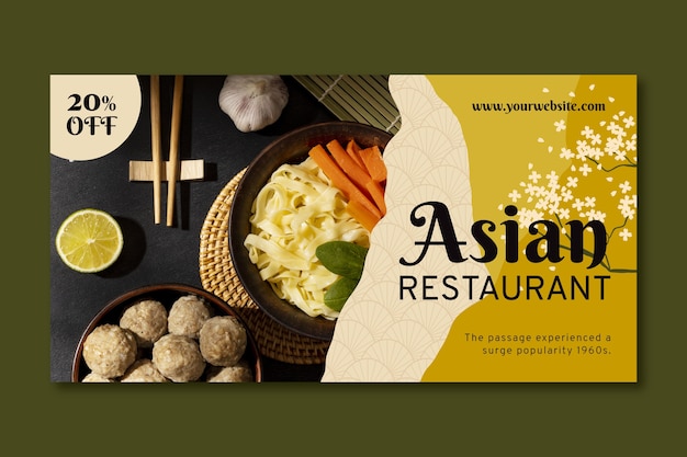 Plantilla de publicación de redes sociales de negocios de restaurante de comida asiática