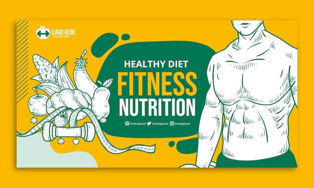 Vector gratuito plantilla de publicación de redes sociales de nutrición de salud y fitness