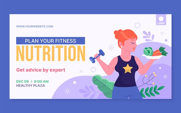 Vector gratuito plantilla de publicación de redes sociales de nutrición de salud y fitness