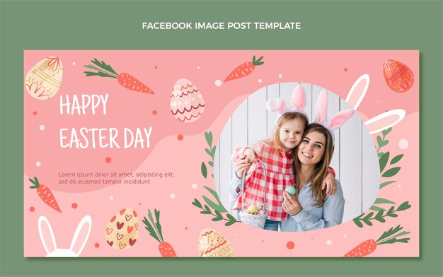 Plantilla de publicación de redes sociales de pascua dibujada a mano