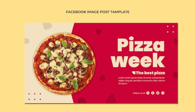 Vector gratuito plantilla de publicación de redes sociales de pizza plana