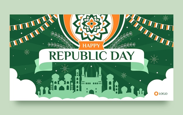 Vector gratuito plantilla de publicación de redes sociales plana para el día festivo del día de la república de la india