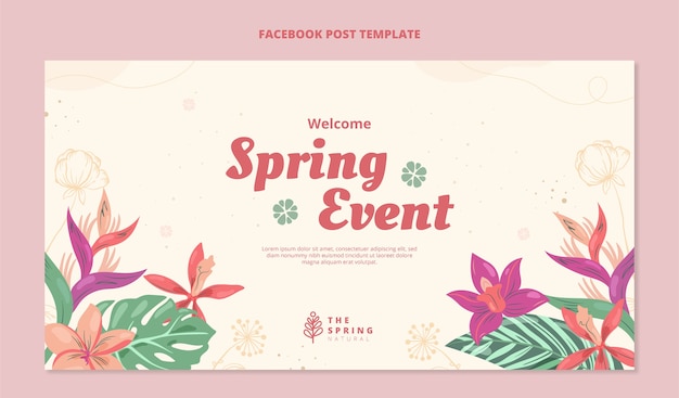 Plantilla de publicación de redes sociales de primavera plana