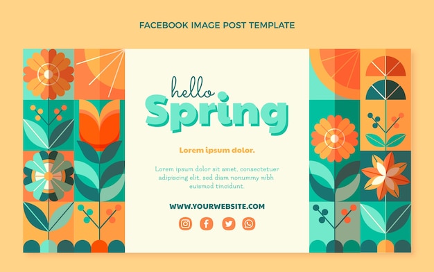 Vector gratuito plantilla de publicación de redes sociales de primavera plana