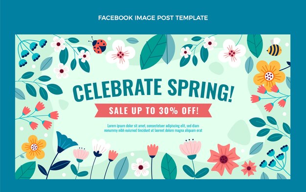 Plantilla de publicación de redes sociales de primavera plana