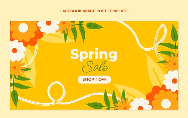 Plantilla de publicación de redes sociales de primavera plana