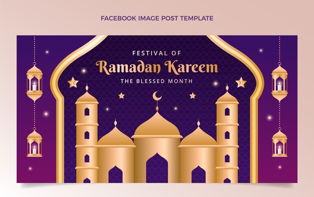 Plantilla de publicación de redes sociales de ramadán degradado