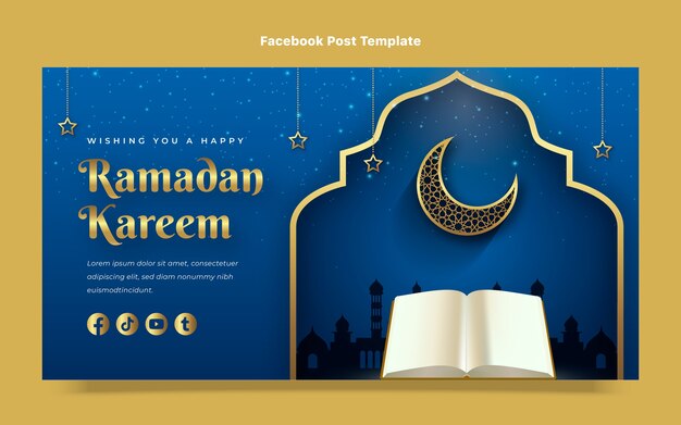 Plantilla de publicación de redes sociales de ramadán degradado