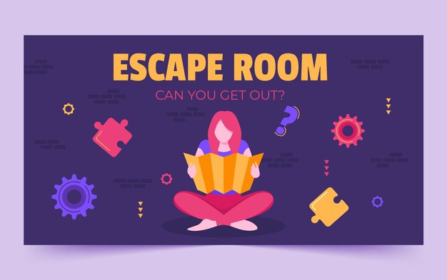 Vector gratuito plantilla de publicación de redes sociales de sala de escape plana