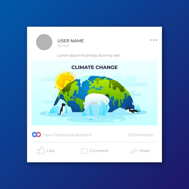 Plantilla de publicación en redes sociales sobre cambio climático degradado