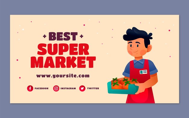Plantilla de publicación de redes sociales de supermercado degradado