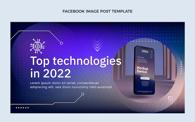 Plantilla de publicación de redes sociales de tecnología de textura degradada