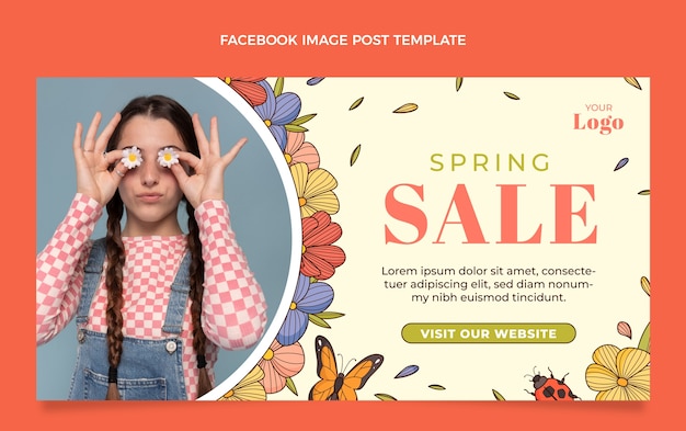 Plantilla de publicación de redes sociales de venta de primavera floral