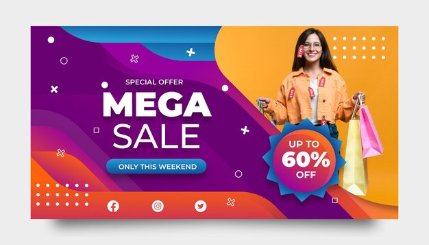 Plantilla de publicación de venta de redes sociales degradada