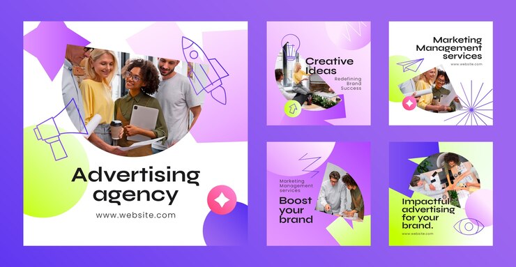 Vector gratuito plantilla de publicaciones de instagram de agencia de publicidad