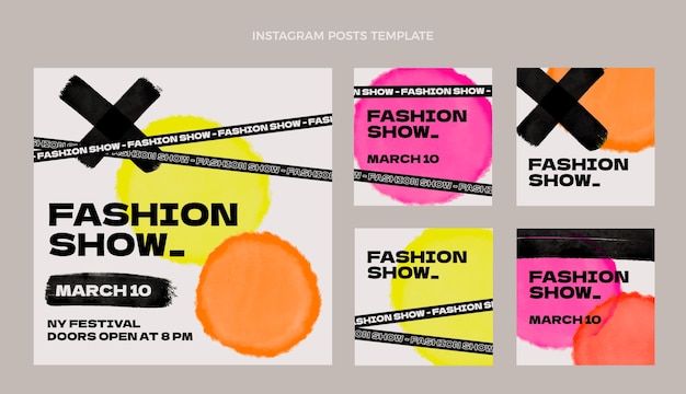 Vector gratuito plantilla de publicaciones de instagram de desfile de moda de diseño plano