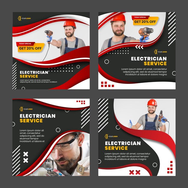 Plantilla de publicaciones de instagram de electricista