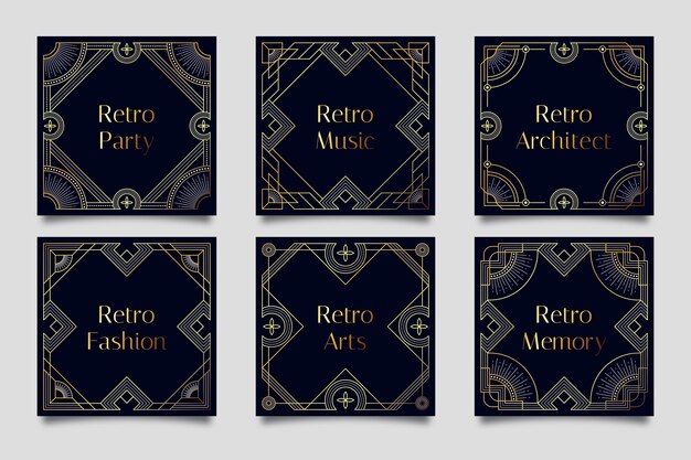 Plantilla de publicaciones de instagram de estilo art deco degradado