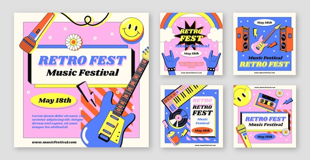 Plantilla de publicaciones de instagram de festival de música
