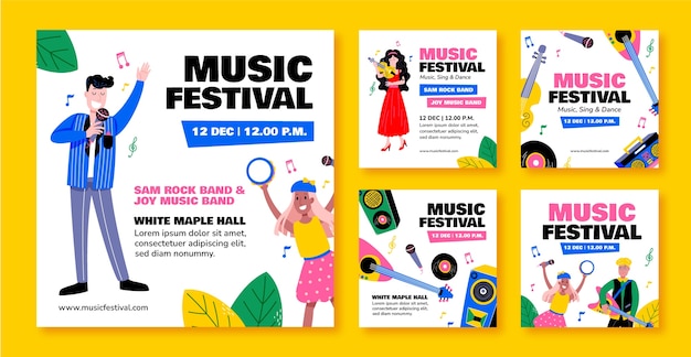 Plantilla de publicaciones de instagram de festival de música