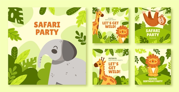 Plantilla de publicaciones de instagram de fiesta safari