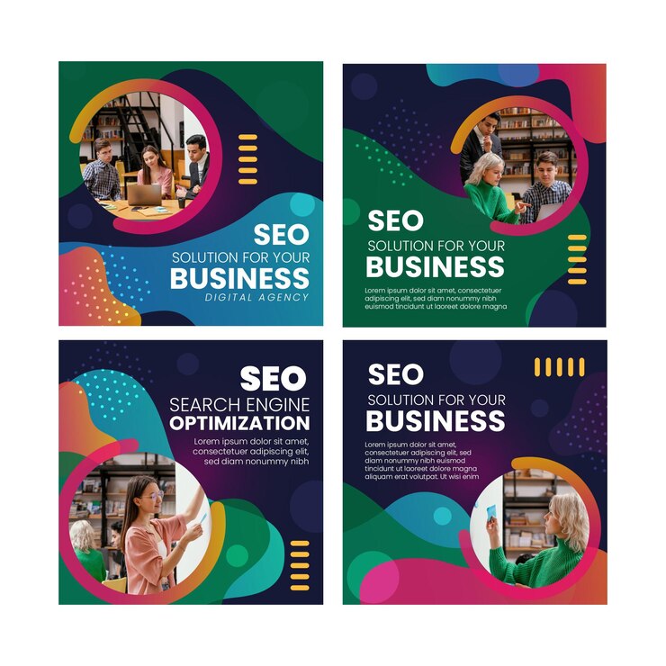 Vector gratuito plantilla de publicaciones de instagram seo