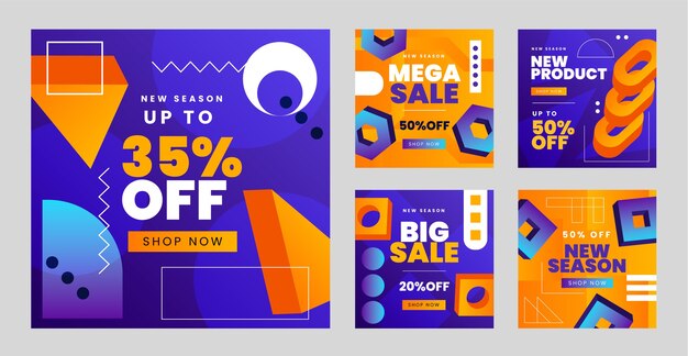 Plantilla de publicaciones de instagram de venta degradada