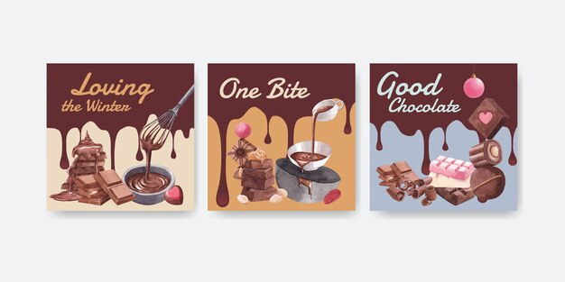 Plantilla de publicidad con chocolate