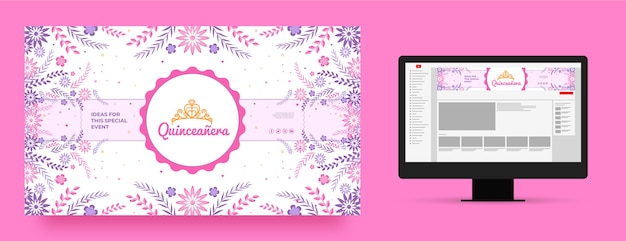 Vector gratuito plantilla de quinceañera de diseño plano