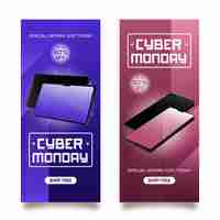 Vector gratuito plantilla realista de banners de cyber monday