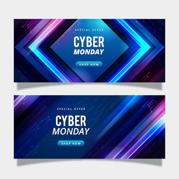 Plantilla realista de banners de cyber monday