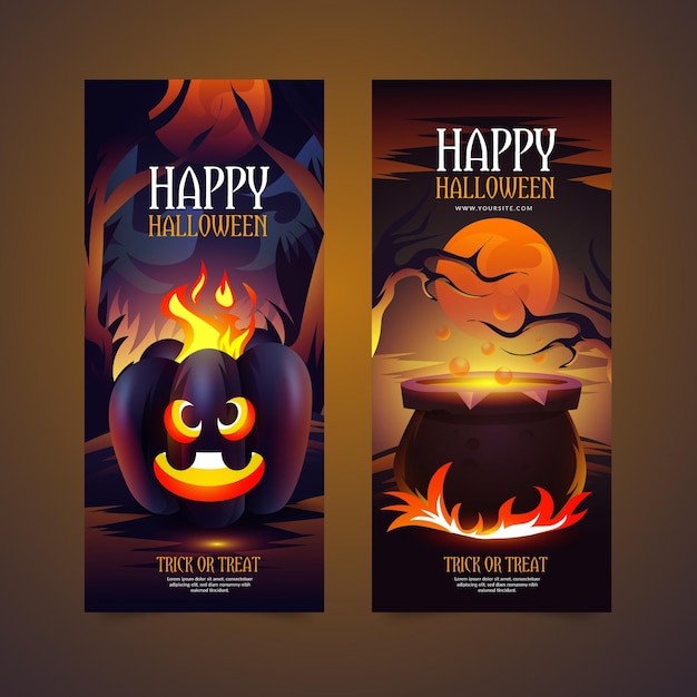 Vector gratuito plantilla realista de banners de halloween