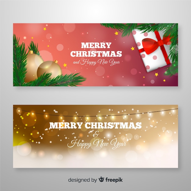 Vector gratuito plantilla realista de banners de navidad