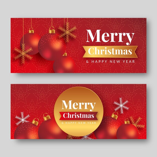 Plantilla realista de banners navideños