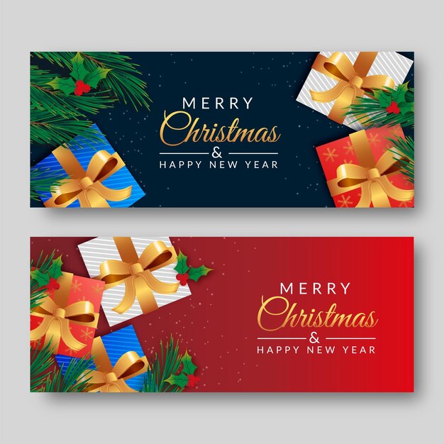 Plantilla realista de banners navideños