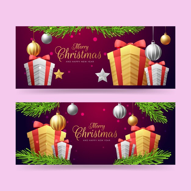 Plantilla realista de banners navideños