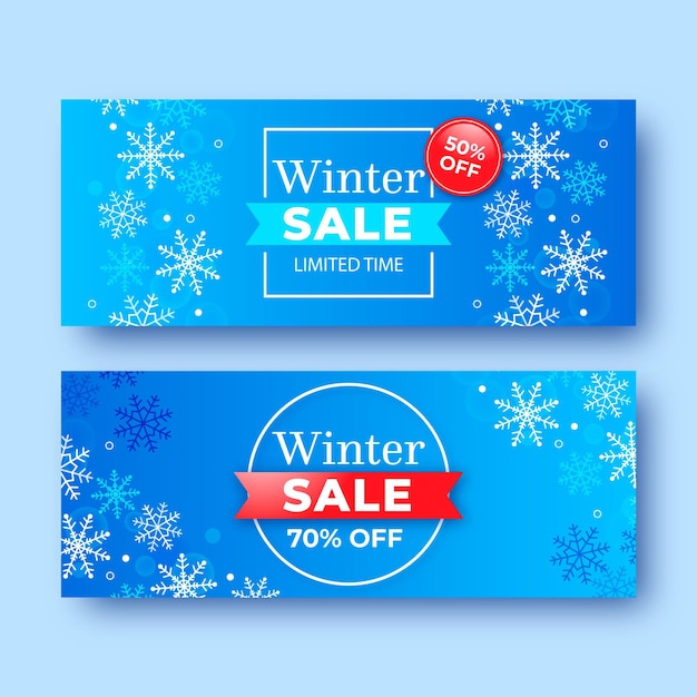 Plantilla realista de banners de rebajas de invierno