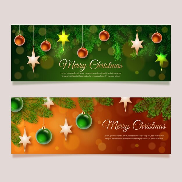 Plantilla realista de banners de rebajas de navidad
