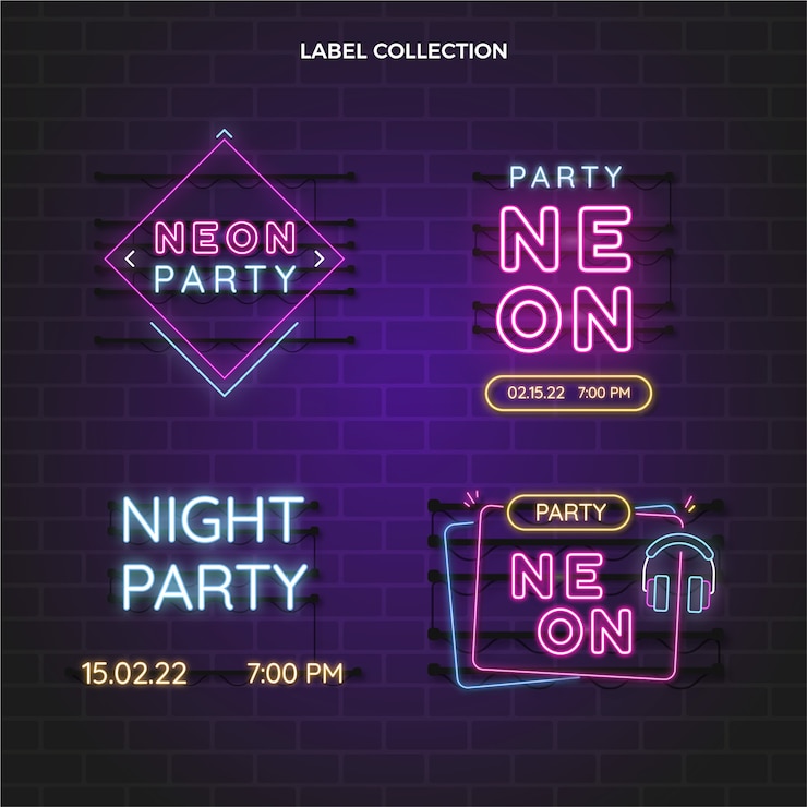 Vector gratuito plantilla realista de fiesta disco de neón