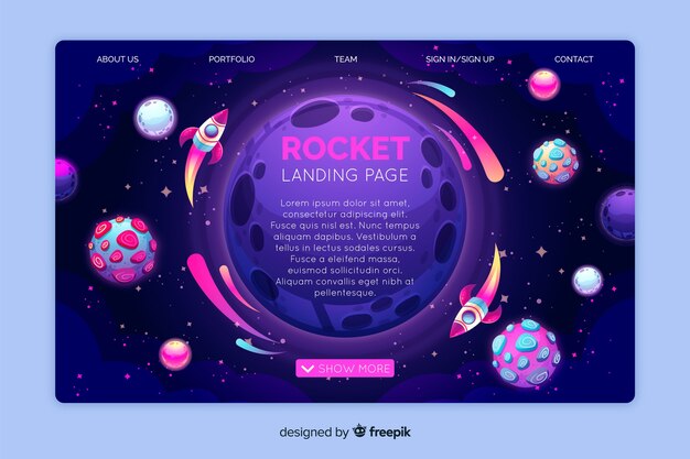 Plantilla realista de landing page del espacio