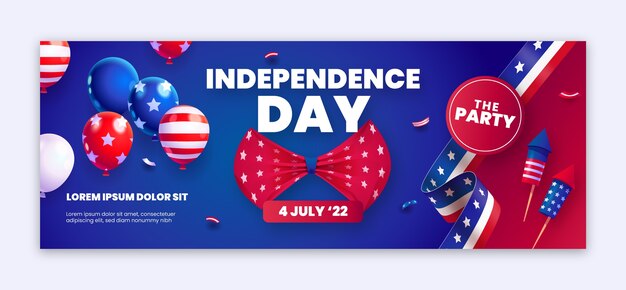 Plantilla realista de portada de redes sociales del 4 de julio