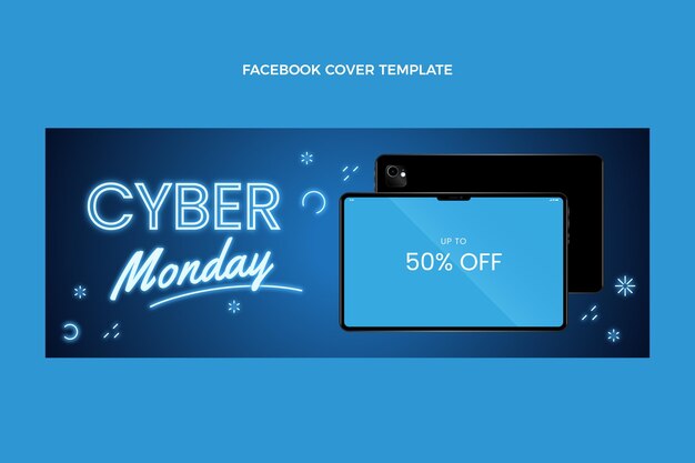 Plantilla realista de portada de redes sociales de cyber monday