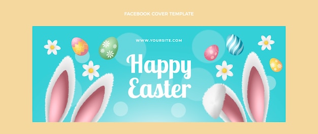 Vector gratuito plantilla realista de portada de redes sociales de pascua