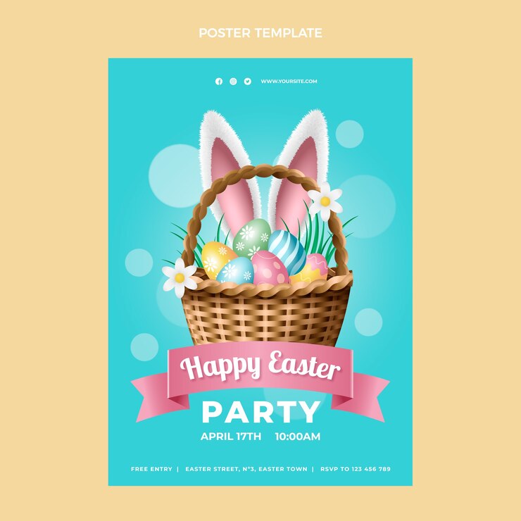 Vector gratuito plantilla realista de póster vertical de pascua